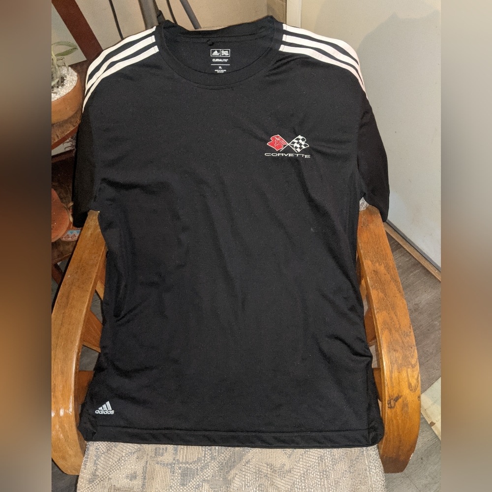Adidas Chevy Corvette Men Golf Shirt Climalite Black Mesh Xlarge